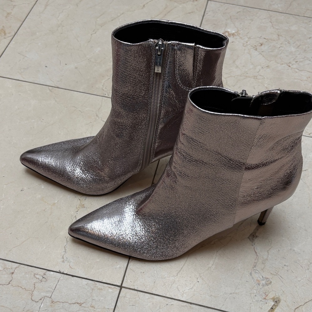 Shimmering Silver Ankle Boots